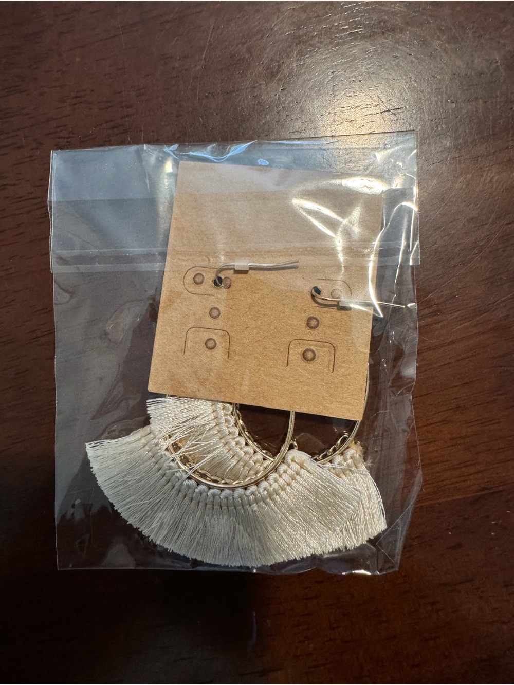 Plunder Cream Fringe Hoop Earrings
